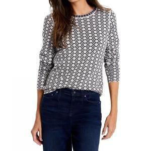 NEW NZT BY NIC+ZOE geo reversible sweater tee in indigo multi